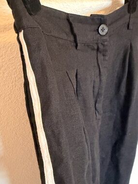 DONNI. Linen Pleated Stripe Track Pants